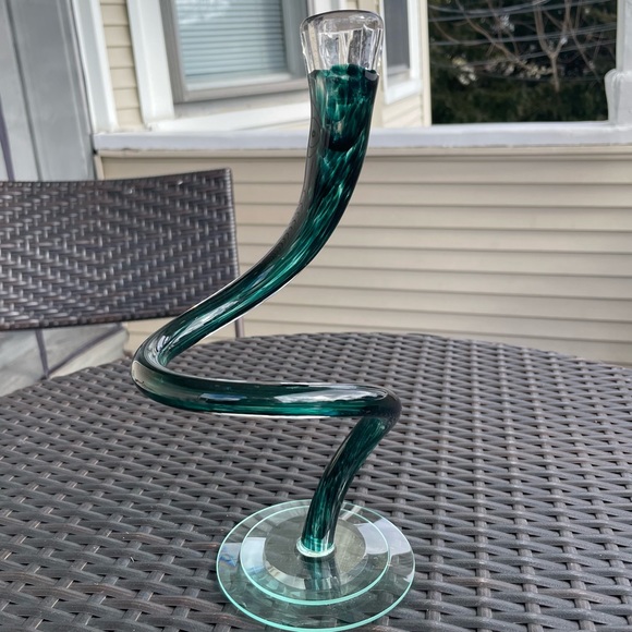 Other - Handblown Glass Spiral Curved Candle Holder